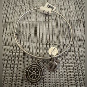 Alex and Ani 2013 Silver Nautical Ship Wheel Charm Bangle Bracelet